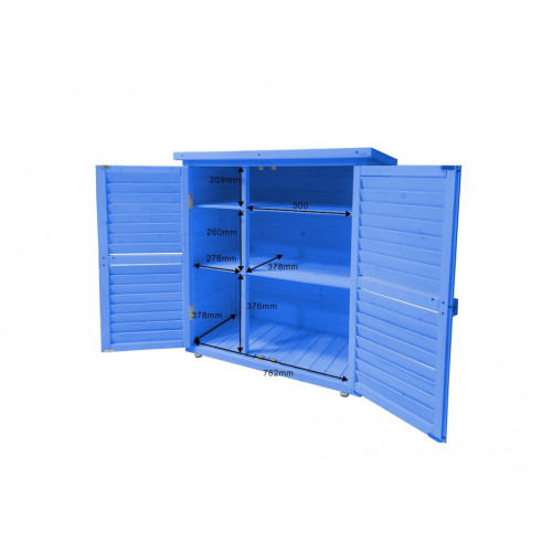 Armoire de Rangement 0,25 m³ – Bois Lasuré Bleu – Toit Bitumé - HABRITA