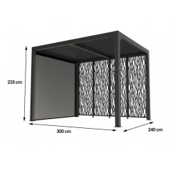 Bâche pour pergola bioclimatique PER 24R30R BI avec rideau manuel et panneaux moucharabieh de marque HABRITA, référence: J7067000