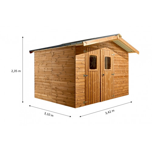 Abri Therma Double Pente 10,60 m² – Bois Thermochauffé – Bac Acier – Sans Plancher - HABRITA