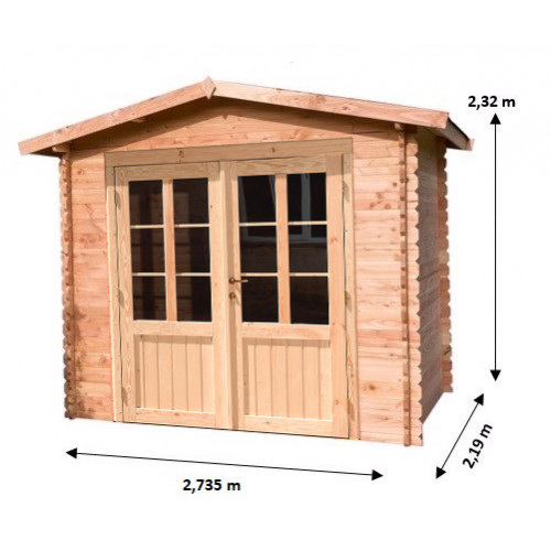 Abri de jardin double pente - Douglas massif - Madriers 28 mm - Feutre bitume - Sans plancher - 5,00 m² - HABRITA