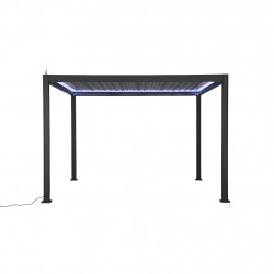 Pergola bioclimatique autoportante - Aluminium thermolaqué - Lames orientables motorisées - Rubans LED - 11,83 m² de marque HABRITA, référence: J8944700