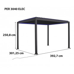 Pergola bioclimatique autoportante - Aluminium thermolaqué - Lames orientables motorisées - Rubans LED - 11,83 m² - HABRITA