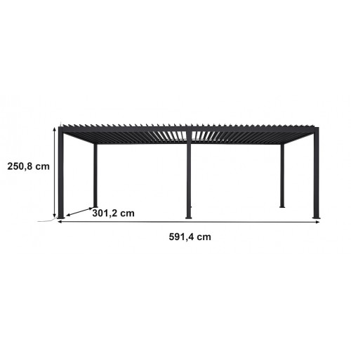 Pergola bioclimatique autoportante - Aluminium thermolaqué - Lames orientables motorisées - Rubans LED - 17,81 m² - HABRITA