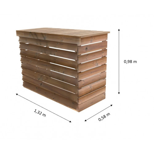 Cache climatiseur extérieur - Bois thermochauffé - Ventelles fixes - Fixation murale ou au sol - 0,77 m² - HABRITA