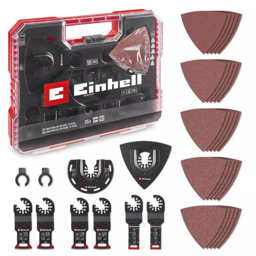 Coffret accessoires XLPlus Multi-Tools - 35 pièces - lames, racloir, ponçage - boîte de rangement - EINHELL 