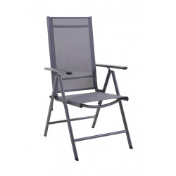 Fauteuil multiposition - AVILA - Aluminium époxy graphite - Toile TPEP grise - Pliant de marque PROLOISIRS, référence: J8958700