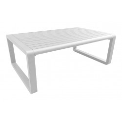 Table basse - TONIO - Aluminium époxy - Lattes - Blanc - 120x80 - PROLOISIRS