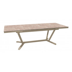 Table extensible - VITA - Aluminium époxy sand - Plateau céramique Kedra Downtown 6 mm - 180/240 x 100 cm de marque PROLOISIRS, référence: J8971100