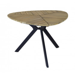 Table fixe - BOTANIA - Acier - Plateau triangulaire en Acacia FSC 110 x 110 cm - PROLOISIRS