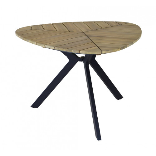 Table fixe - BOTANIA - Acier - Plateau triangulaire en Acacia FSC 110 x 110 cm - PROLOISIRS