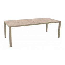 Table fixe - STONEO - Aluminium époxy sand - Plateau céramique Kedra Downtown 8 mm - 220 x 100 cm de marque PROLOISIRS, référence: J8972200