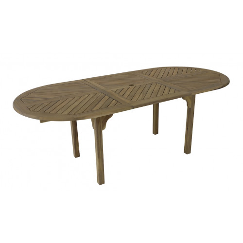 Table ovale extensible - DURBAN - Acacia FSC 100% - Allonge papillon - 160/220 x 100 cm - PROLOISIRS