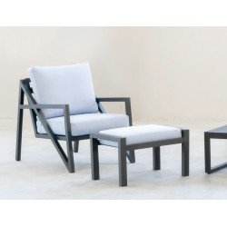 Salon de jardin sofa - Albania-9D – 1 table, 1 canapé, 2 fauteuils - Anthracite gris Mariland - HEVEA