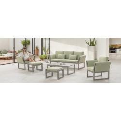 Salon de jardin sofa - Cupra-8 Dlux – 1 table, 1 canapé, 2 fauteuils - Champagne vert menta - HEVEA