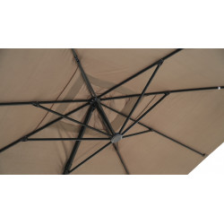 Parasol Déporté - SOL - 2,5x2,5m - Taupe - UPF 50+ - dalles en ciment incluses - Delorm