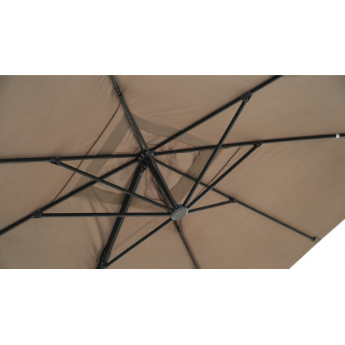 Parasol Déporté - SOL - 2,5x2,5m - Taupe - UPF 50+ - dalles en ciment incluses - Delorm