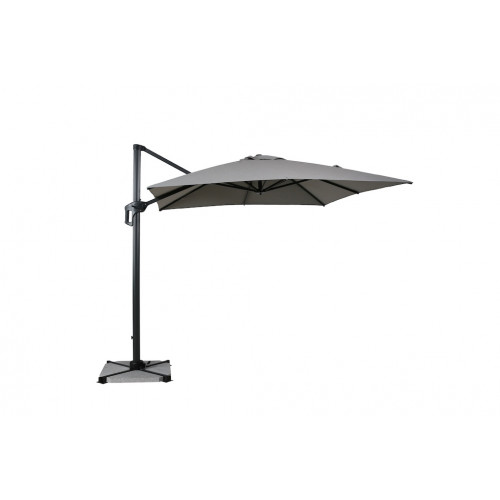 Parasol Déporté - Tom - 2,5x2,5m - Gris Clair Chiné - UPF 50+ - dalles en ciment incluses - Delorm