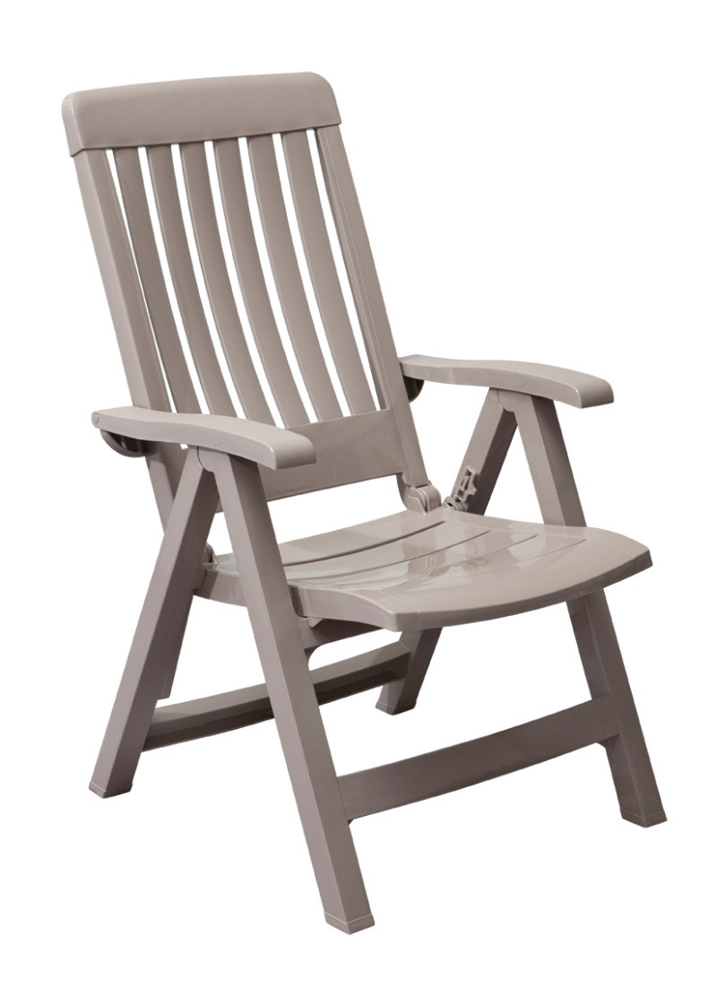 Grosfillex 2 fauteuils de jardin PVC "Miami" réglables taupe