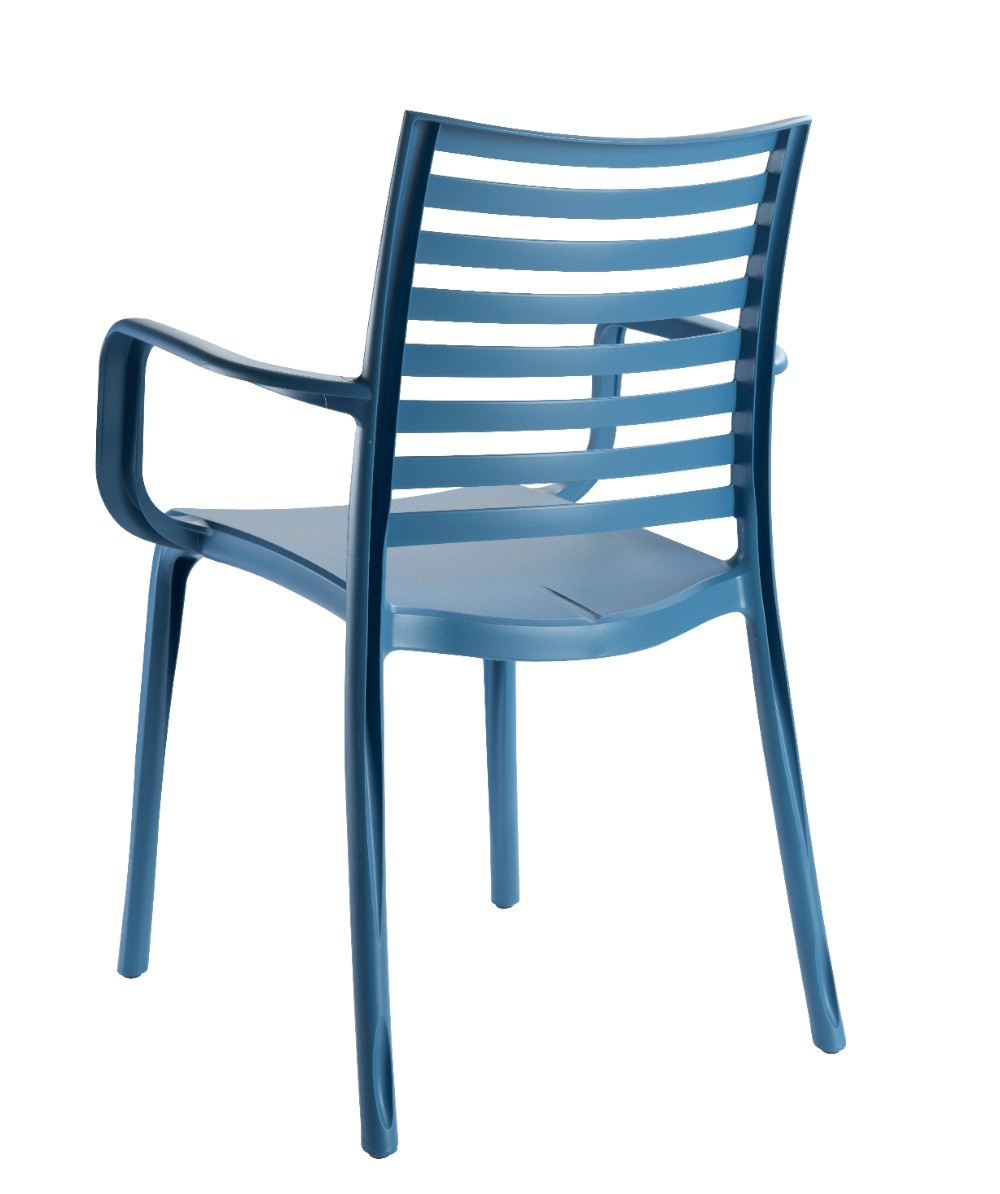 Grosfillex Lot de 4 fauteuils de jardin "Sunday" Denim