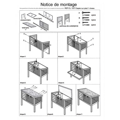 Clapier - CL1007 HABRITA – 0,41 m² – Idéal pour 2 à 3 animaux - HABRITA