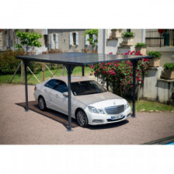 Carport aluminium toit plat coloris gris anthracite - 14,70 m² - Plaques polycarbonate 6 mm - HABRITA