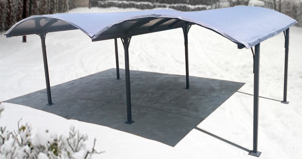 Habrita Bâche pour double carport Aluminium toit demirond