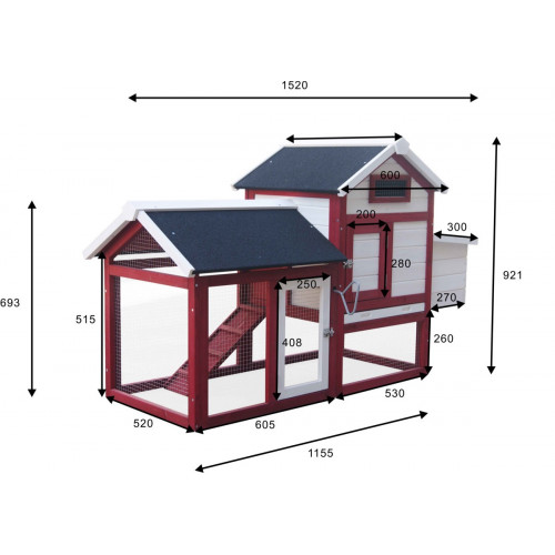 Poulailler PO 1562 – 0,94 m² – 2 à 3 poules – Bois de Sapin – Toit Bitumé - HABRITA