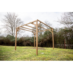 Pergola 8,88 m² – Bois Thermochauffé – Toit Plat - HABRITA