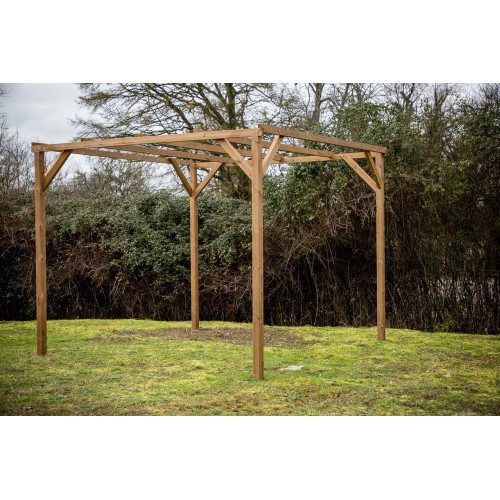 Pergola 8,88 m² – Bois Thermochauffé – Toit Plat - HABRITA