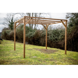 Pergola 8,88 m² – Bois Thermochauffé – Toit Plat - HABRITA