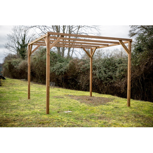 Pergola 8,88 m² – Bois Thermochauffé – Toit Plat - HABRITA